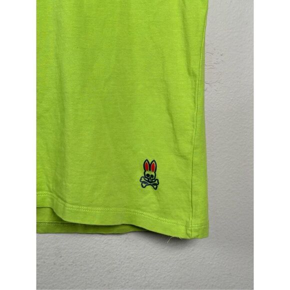 Psycho Bunny V Neck Neon Lime Green Short Sleeve Shirt Sz Small - Picture 2 of 7